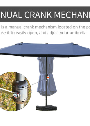 Double-Sided Patio Umbrella, Rust-Resistant Steel, Poolside Shade, Dark Blue
