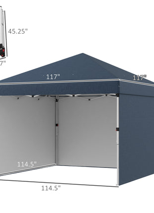 10' x 10' Pop Up Canopy with Sidewalls, Weight Bags and Carry Bag, Height Adjustable Tent for Parties, Navy