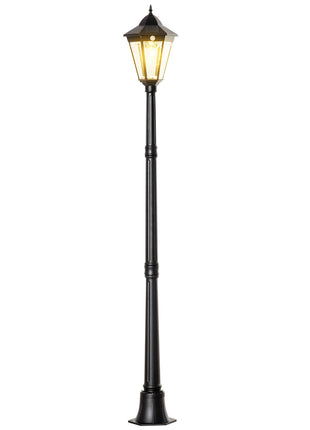 76.5" Solar Lamp Post Light, Dusk to Dawn Vintage Style Street Light, Aluminum Solar Powdered Lamp, PIR Motion Sensor for Garden, Lawn, Pathway, Driveway, Black