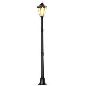 76.5" Solar Lamp Post Light, Dusk to Dawn Vintage Style Street Light, Aluminum Solar Powdered Lamp, PIR Motion Sensor for Garden, Lawn, Pathway, Driveway, Black