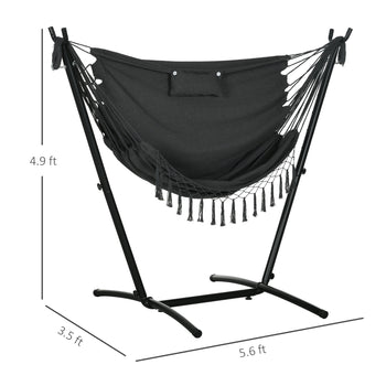 U Shape Stand Hammock Chair, Headrest Include Hammock Swing, Dark Gray