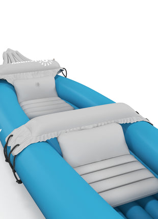 Kayak, 2 Person Inflatable Kayak, Includes Paddles, Aluminum Oars, Repair Kit, Portable Tandem Blow Up Boat, Blue