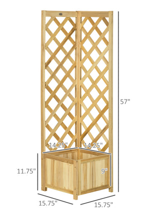 Wooden Raised Garden Bed, Planter with Trellis for Vine Climbing and Vegetables, Herbs and Flowers Growing, Natural
