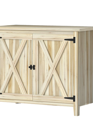 Wooden Outdoor Storage Cabinet, Garden Shed Potting Shed with Shelf and Double Doors, Natural Wood