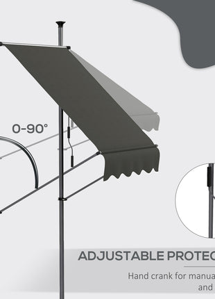 5' x 4' Manual Retractable Awning, Non-Screw Patio Awning, UV Resistant, for Window or Door, Dark Gray