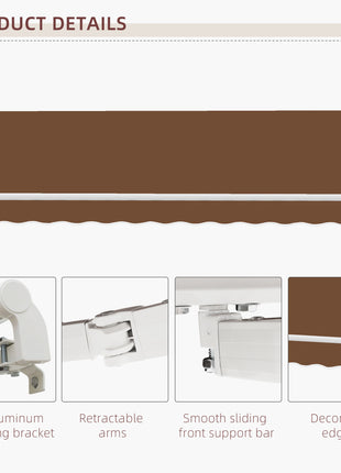 10' x 8' Manual Retractable Sun Shade Patio Awning - Coffee Brown