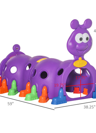 Caterpillar Play Tunnel, Toddler Tunnel for Kids Crawl and Climb Through, Kids' Play Structure Indoor Outdoor, 2 Sections, Purple