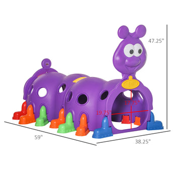 Caterpillar Play Tunnel, Toddler Tunnel for Kids Crawl and Climb Through, Kids' Play Structure Indoor Outdoor, 2 Sections, Purple