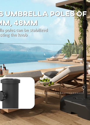 Patio Umbrella Base with Wheels, Telescopic Handle, 158 lb Sand or 99 lb Water Filled Umbrella Stand, Black