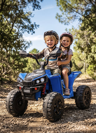 24V 2 Seater Ride On Toys, Kids ATV 4 Wheeler with Dual Motors, High & Low Speed for Boys Girls Aged 3-8 Years, Blue