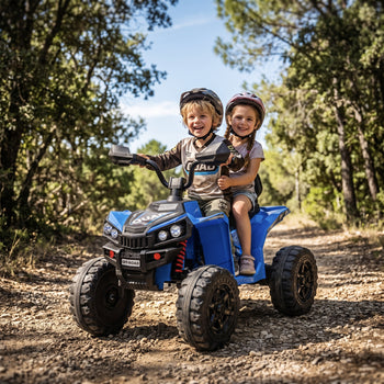 24V 2 Seater Ride On Toys, Kids ATV 4 Wheeler with Dual Motors, High & Low Speed for Boys Girls Aged 3-8 Years, Blue