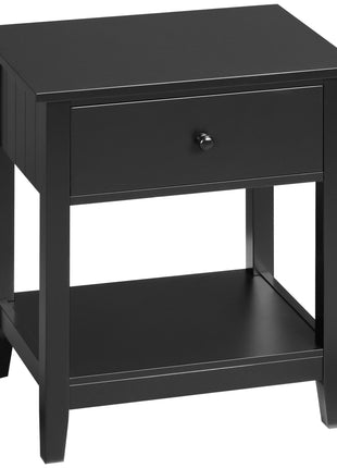 Modern Side Table for Living Room, End Table, 2-tier Side Table with Drawer and Storage Shelf, Black