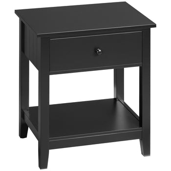 Modern Side Table for Living Room, End Table, 2-tier Side Table with Drawer and Storage Shelf, Black