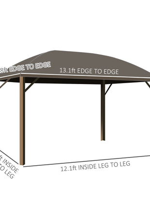 10' x 13' Hardtop Gazebo with Curtains, Netting, Pavilion with Steel Roof Ceiling Hook for Garden Patio, Gray