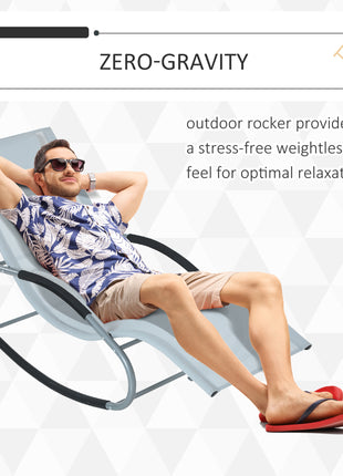 Zero Gravity Rocking Chair Outdoor Chaise Lounge Chair Recliner Rocker with Detachable Pillow and Weather-Fighting Fabric for Patio, Deck, Pool, Gray