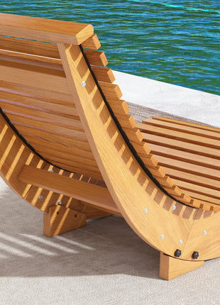 Outdoor Rocking Chair w/ Slatted Seat, Wooden Rocking Chair, 51.25" x 23.5" x 23.5", Teak