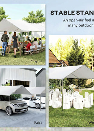 9.6' x 19.5' Carport Heavy Duty Galvanized Car Canopy w/ Included Anchor Kit, 3 Reinforced Steel Cables, White