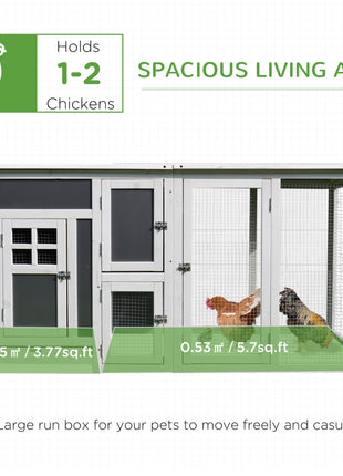 63" Chicken Coop Wooden Chicken House Rabbit Hutch Poultry Cage Hen Pen Backyard PC Roof with Run Box