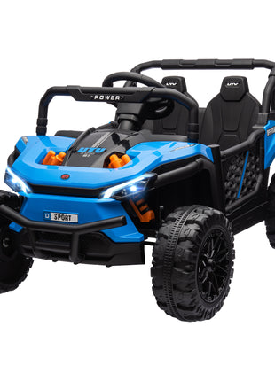 12V Ride On Truck, Battery Powered Electric Car for Kids w/ Remote Control, 4-Wheel Suspension & LED Lights, Blue