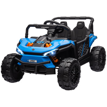 12V Ride On Truck, Battery Powered Electric Car for Kids w/ Remote Control, 4-Wheel Suspension & LED Lights, Blue