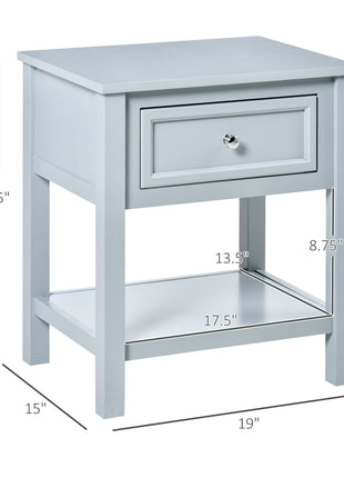 Sofa Side Table, Accent End Table with Storage Drawer and Bottom Shelf for Living Room,Gray