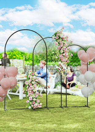Metal Arch Backdrop Stand Set of 3, 7/6.5/6 ft Wedding Arch Frame, Balloon Backdrop Arch Stand Set for Birthday Party, Bridal Shower, Graduation, Ceremony, Banquet Decorations, Black