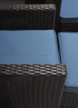 5-Piece Patio Furniture Set with PE Rattan Three-Seater Sofa, Armchairs, Footstools, Cushions, Deep Coffee