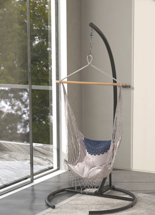 Hanging Hammock Chair Stand with Round Base, 40.2" x 76.8", Black