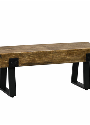 Garden Bench with Metal Legs, Rustic Wood Effect Concrete Entryway Bench, End of Bed Bench, Indoor Outdoor Use for Patio, Park, Porch and Lawn, Natural and Black