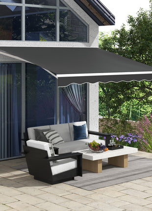 10' x 8' Electric Retractable Awning, Sun Shade Shelter，Remote Controller and Crank Handle for Deck, Balcony, Yard,