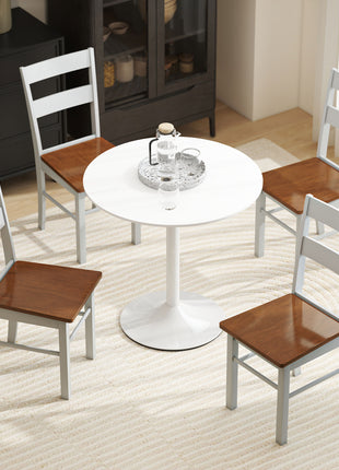 Farmhouse Dining Table Chairs, Set of 2 Rubber Wood Kitchen Table Chairs with Open Back for Living Room, Light Gray