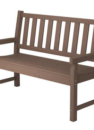 2-Person Garden Bench, HDPE Outdoor Bench with 530 lbs Capacity, Curved Seat for Backyard, Park, Porch, Lawn, Brown
