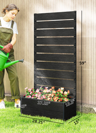 Trellis Planter for Climbing Plants, Raised Garden Bed with Trellis, Planter Box for Outdoor, 28.25" x 15" x 59", Black