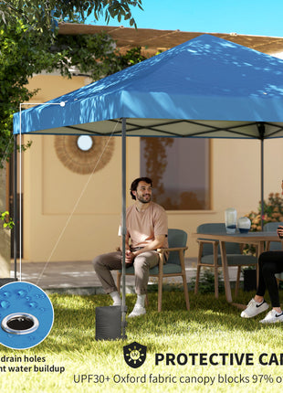 10 x 10 ft Pop Up Canopy Tent with One Push Setup, Outdoor Portable Instant Canopy Shelter w/ Roller Bag, Dark Blue