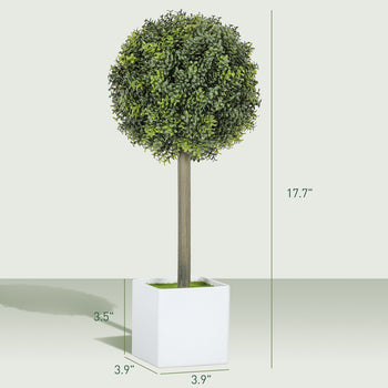 Lifelike Artificial Plants Set of 2, Fake Boxwood Topiary Balls with 114 PE Leaves for Home or Office Decor, Green