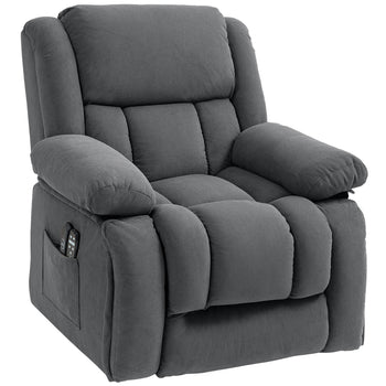 Overstuffed Power Lift Recliner Chair with Vibration Massage and Heat, Side Pockets, Pocket Spring, for Adults, Gray
