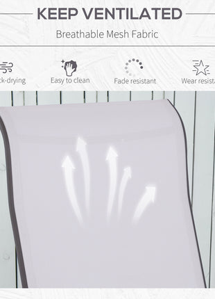 Gliding Lounger Chair, Single Rocker with Lightweight Metal & Mesh Construction, White