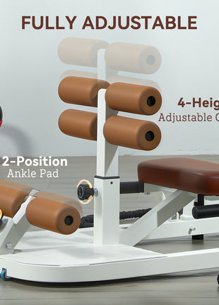 Foldable Sissy Squat Machine, Hip Thrust Machine with Push Up Stand, Multipurpose Glute Workout Equipment, White