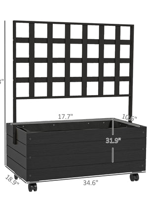 Raised Garden Bed with Trellis and Wheels, Outdoor Planter Wooden Elevated Garden Bed for Garden, Patio, Balcony