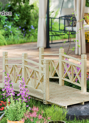 5 ft. Wooden Garden Bridge Footbridge for Backyard Ponds, Creeks, Streams, Nature Wood