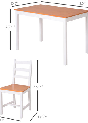 Dining Table Set for 4, 5 Piece Modern Kitchen Table and Chairs, Solid Wood Dining Room Set for Small Spaces, Breakfast Nook, White