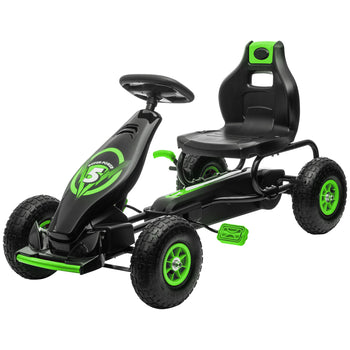 Ergonomic Pedal Go Kart Kids Ride-on Toy with Tough, Wear-Resistant Tread for Boys & Girls, Ages 5-12, Green
