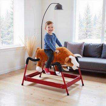 Kids Spring Rocking Horse Rodeo Bull Style with Realistic Sounds for Children over 3 Years Old