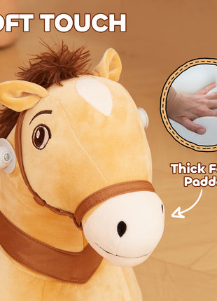 Battery Powered Electric Ride on Pony, 6V Ride on Horse w/ with Music Forward, PU Wheels, Aged 18-36 Months, Brown