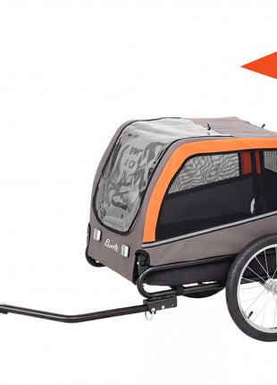 Dog Bike Trailer, Pet Cart Bicycle Carrier with 2 Entrances, Quick Release Wheels, Reflectors, Flag, Safety Leash