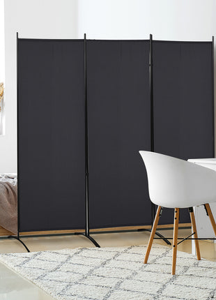 6' 3 Panel Room Divider, Indoor Privacy Screen for Home, Black