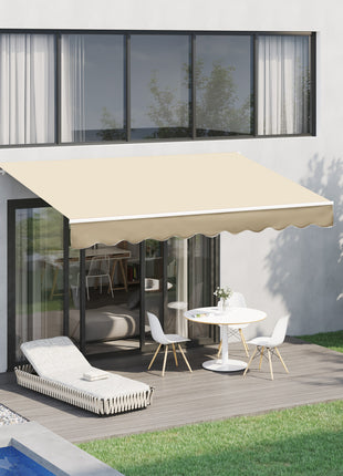 10' x 8' Retractable Awning, Patio Awnings, Sunshade Shelter w/ Manual Crank Handle, UV & Water-Resistant Fabric and Aluminum Frame for Deck, Balcony, Yard, Beige