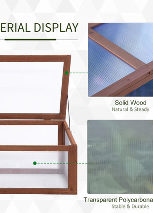Wooden Cold Frame Greenhouse, Mini Greenhouse with Polycarbonate Board and Solid Wood Frame, Green House Cold Frame