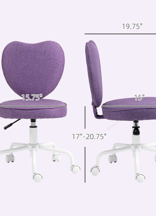 Heart Love Shaped Back Design Office Chair with Adjustable Height, Purple