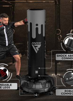 RDX F9 6ft Adults Free Standing Punch Bag With Bag Mitts For Training & Workout Set